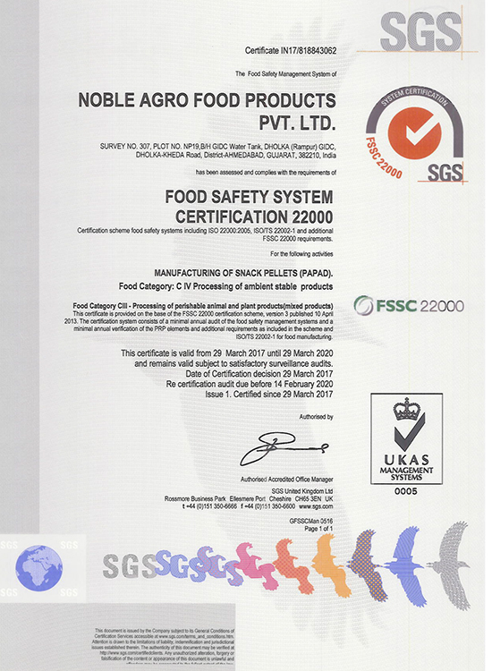 NOBLE AGRO FOOD PRODUCTS PVT.LTD.|snacks pellets,Appalam Manufacturers ...